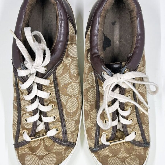 COACH Francesca Monogram Brown Sneakers Size 11B - Picture 4 of 7